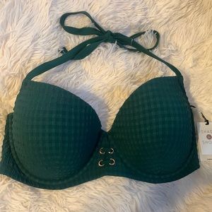 NWT bikini top, emerald green, size 36DD